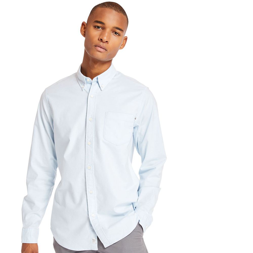 Timberland Πουκαμισα Ανδρικα Ασπρα - Long Sleeve Stretch Oxford - Greece 1362795-XN